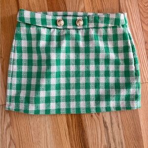 Vero Moda Green and White Checkered Mini Skirt